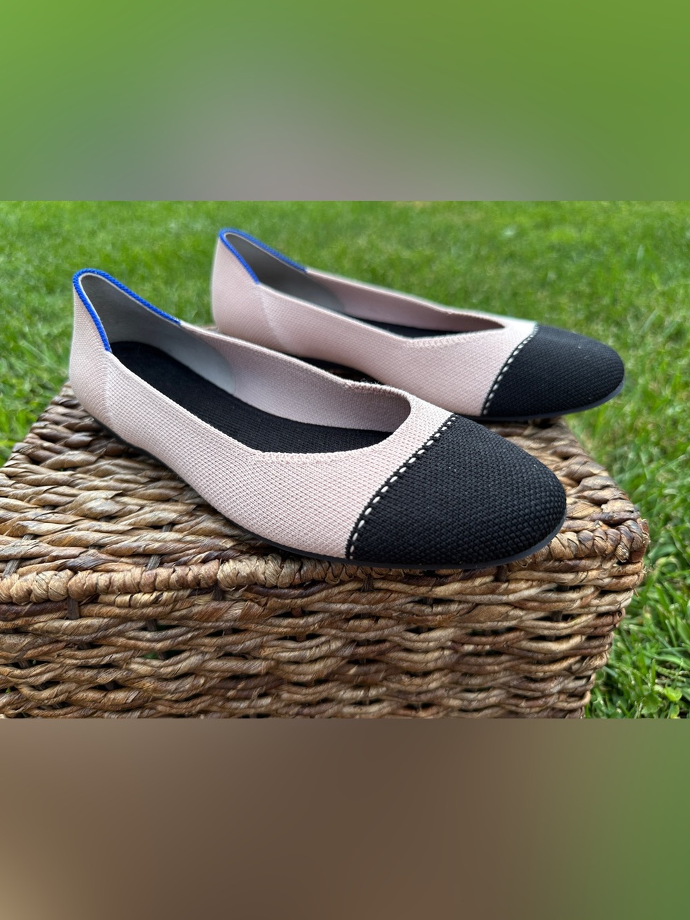 Rothy’s The Square Tuxedo Classic Two-Tone Ballet Flat - Pink and Black